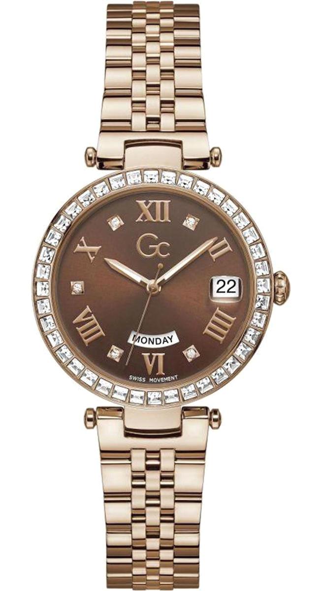 Guess GCZ01009L4MF Takvimli 34 mm Kahverengi Çelik Kordon Analog Kadın Kol Saati