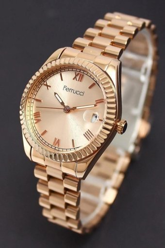 Ferrucci Takvimli 34 mm Rose Gold Çelik Kordon Analog Kadın Kol Saati