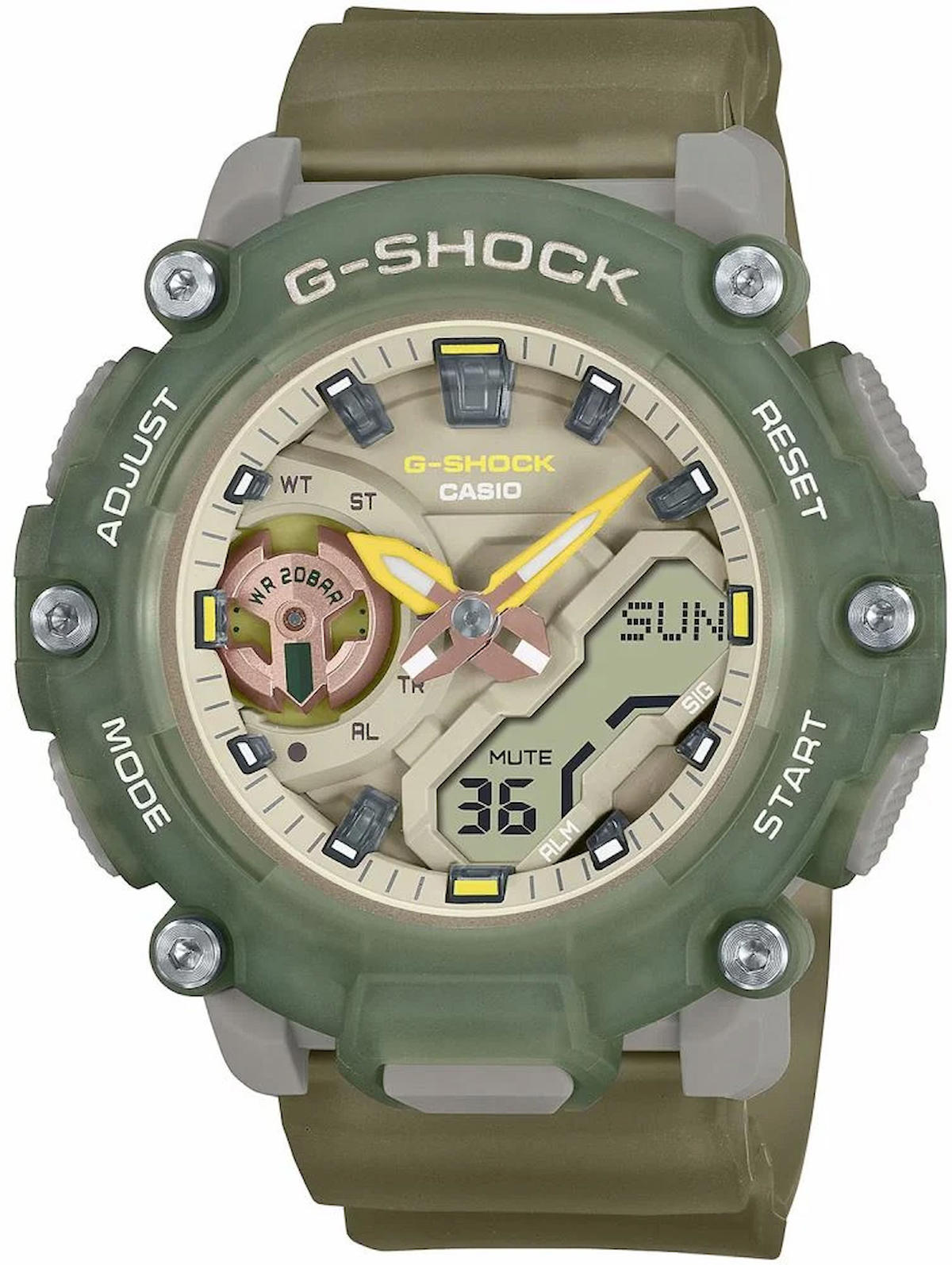 Casio GMA-S2200PE-3A Takvimli 45 mm Yeşil Silikon Kordon Analog Kadın Kol Saati
