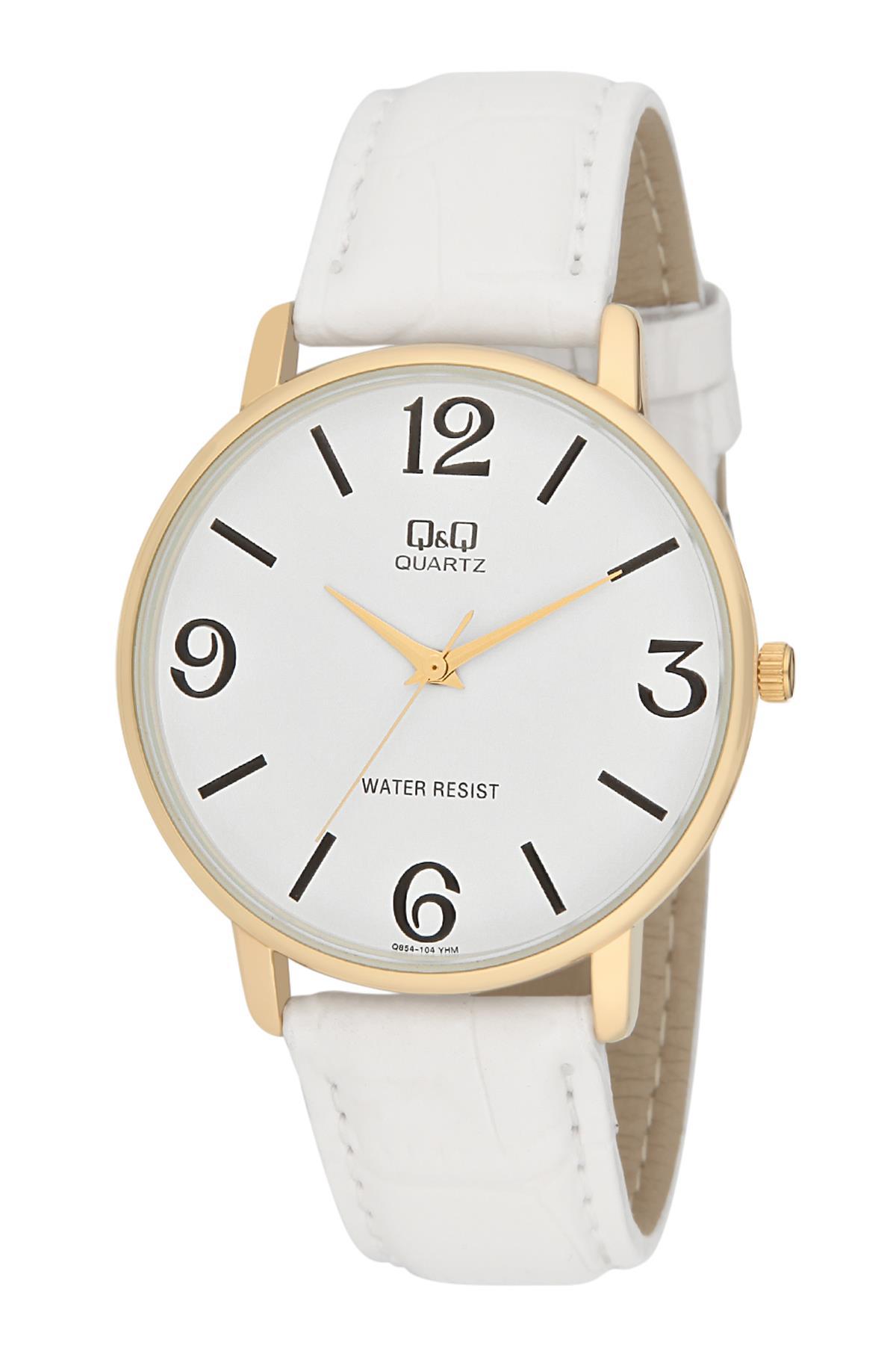 Q&Q 3A941 36 mm Beyaz Deri Kordon Analog Kadın Kol Saati