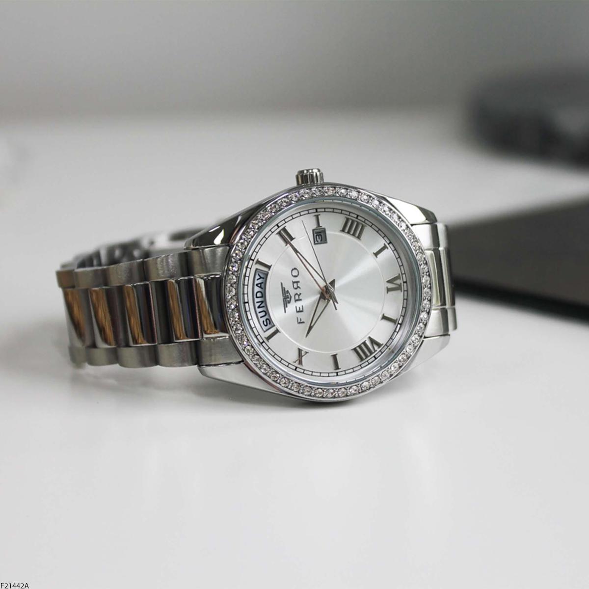 Ferro F21442A 36 mm Gri Çelik Kordon Analog Kadın Kol Saati