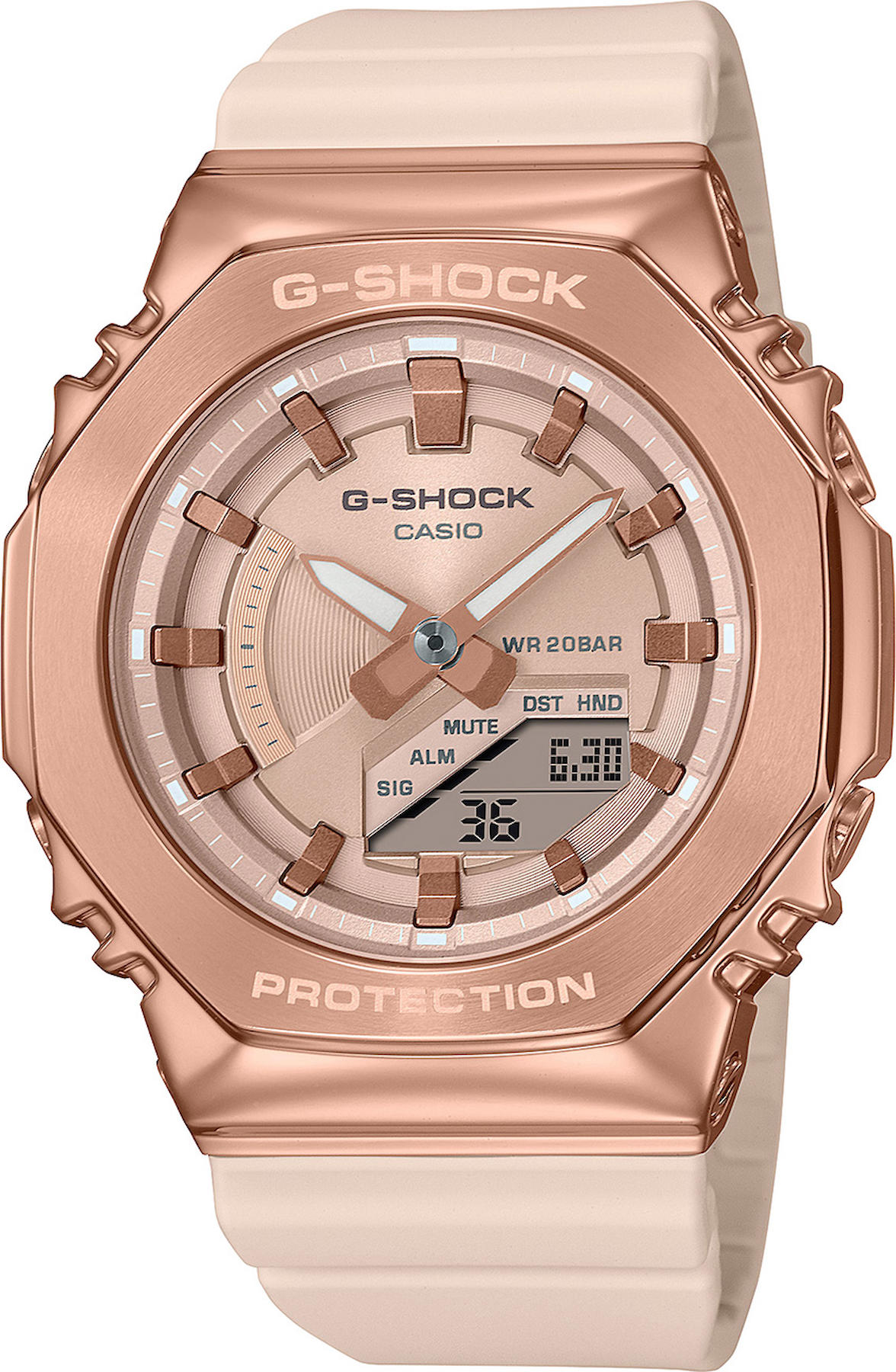 Casio GM-S2100PG-4A Takvimli 40 mm Toz Pembe Silikon Kordon Analog Kadın Kol Saati