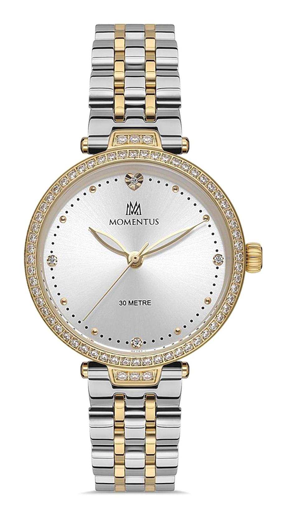 Momentus SS221T-02SG 32 mm Altın-Gri Çelik Kordon Analog Kadın Kol Saati