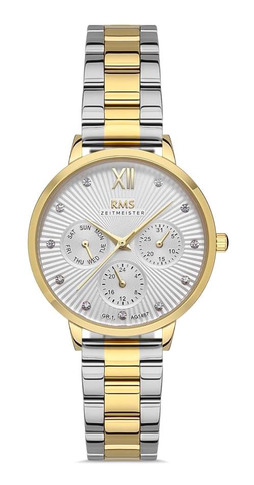 Romanson GR.1.AG1467.07 Takvimli 34 mm Altın-Gri Çelik Kordon Analog Kadın Kol Saati