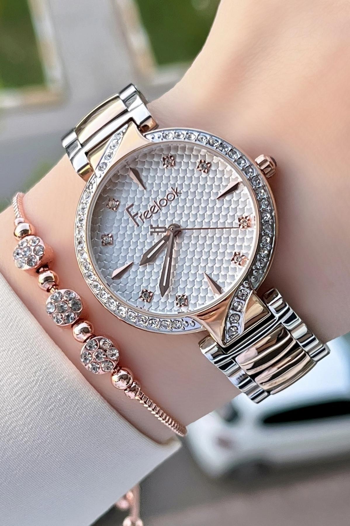 Freelook FLISTE7 35 mm Gri Çelik Kordon Analog Kadın Kol Saati