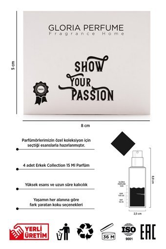 Gloria Perfume Show Your Passion 4 Parça Mini Erkek Parfüm Seti EDP