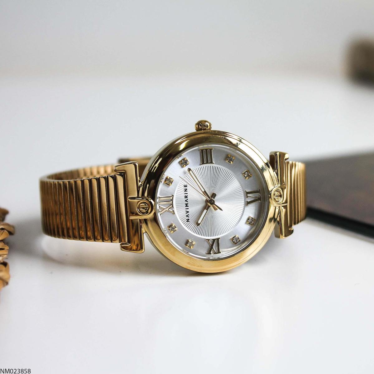 Navimarine NM023858 34 mm Altın Çelik Kordon Analog Kadın Kol Saati