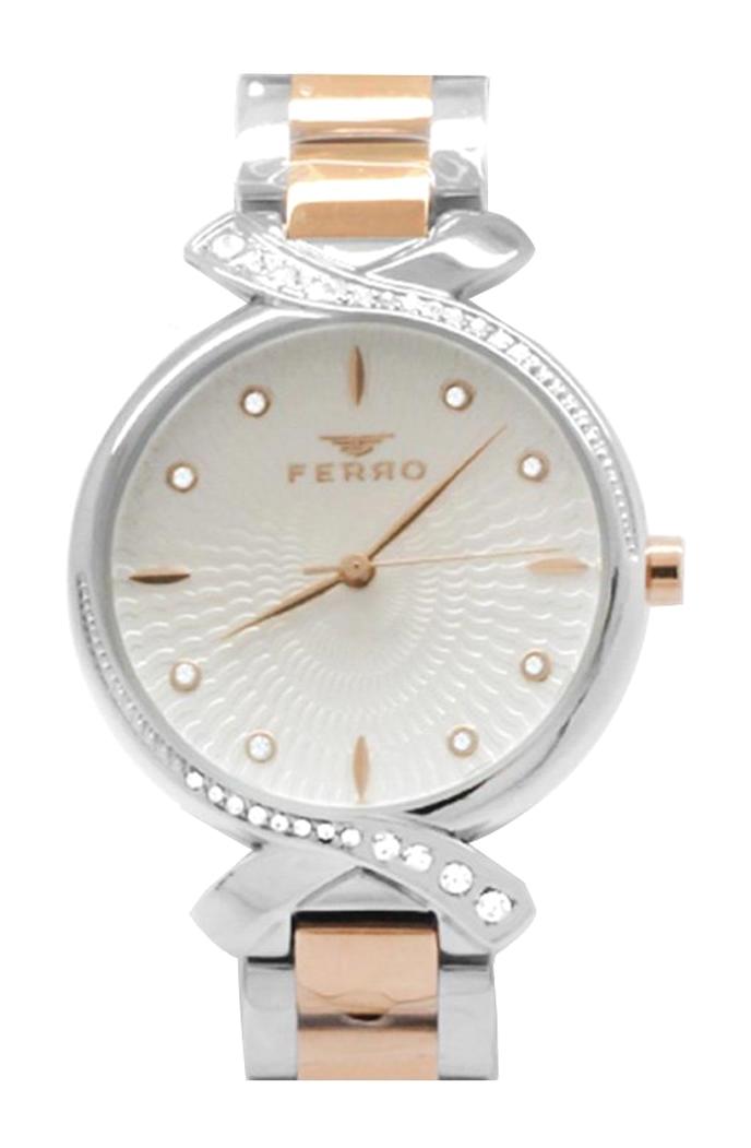 Ferro FL21254A-E 40 mm Gri-Rose Gold Çelik Kordon Analog Kadın Kol Saati