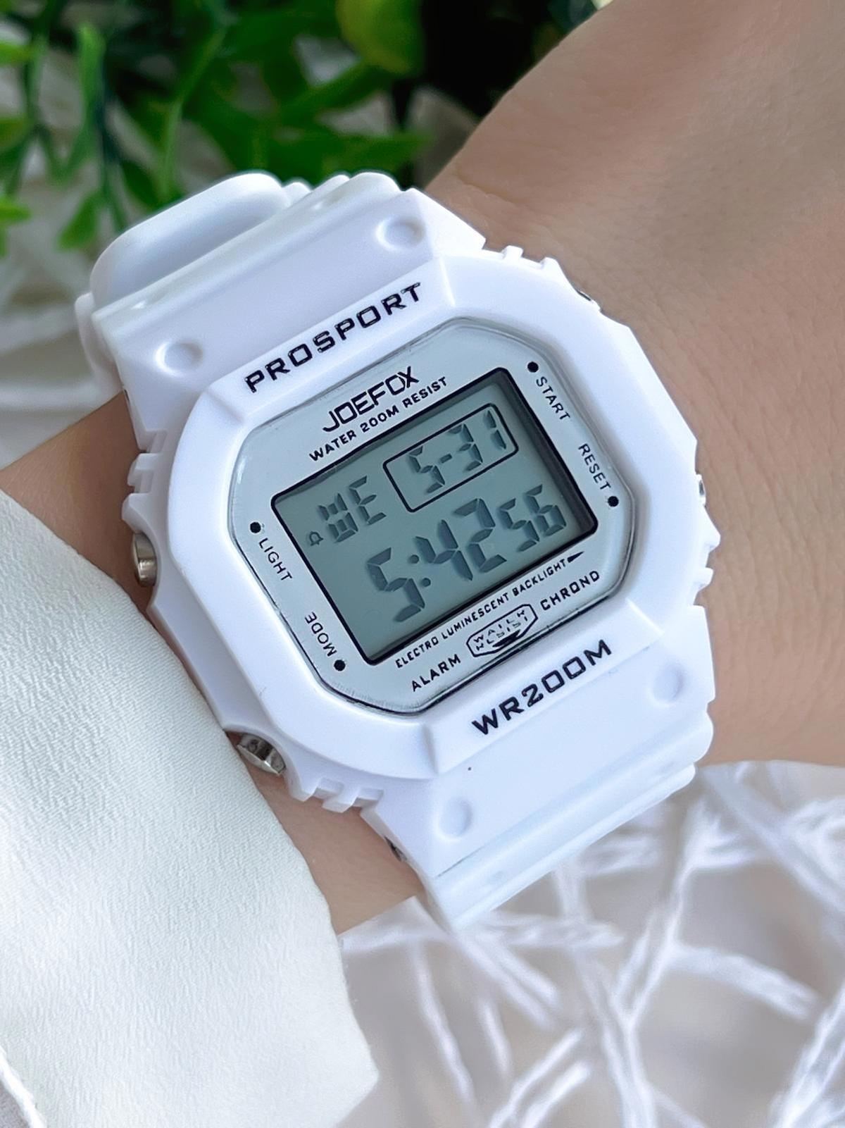 Joefox BJ-GS30 Takvimli 48 mm Beyaz Plastik-Silikon Kordon Dijital Kadın Kol Saati