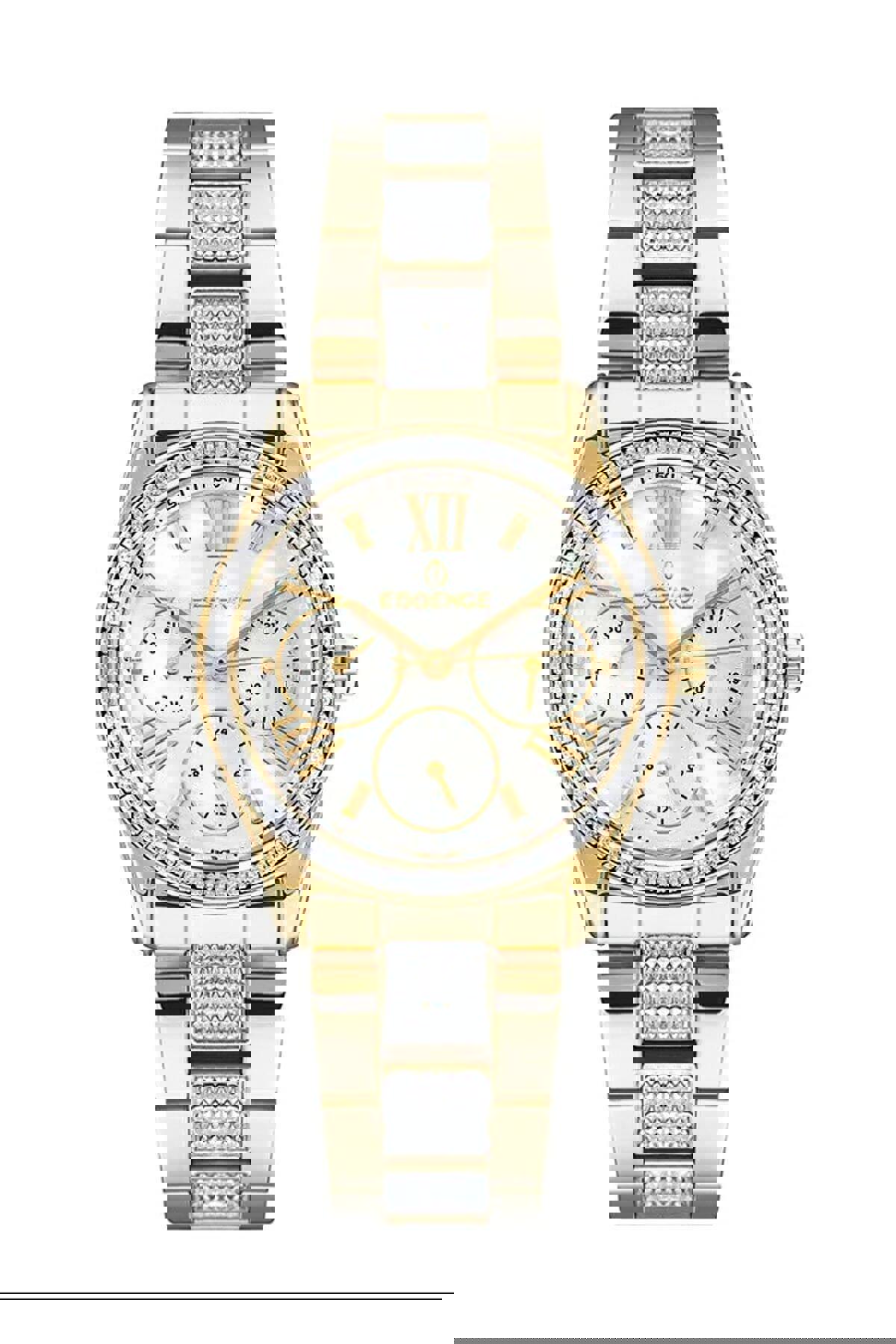 Essence ES6798FE.120 Takvimli 34 mm Altın Çelik Kordon Analog Kadın Kol Saati