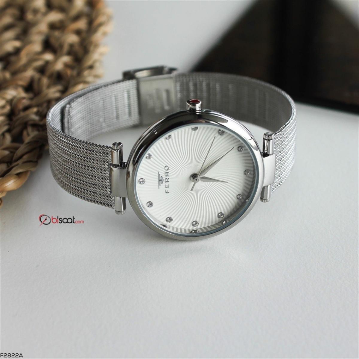 Ferro F2822A 36 mm Gri Metal Kordon Analog Kadın Kol Saati