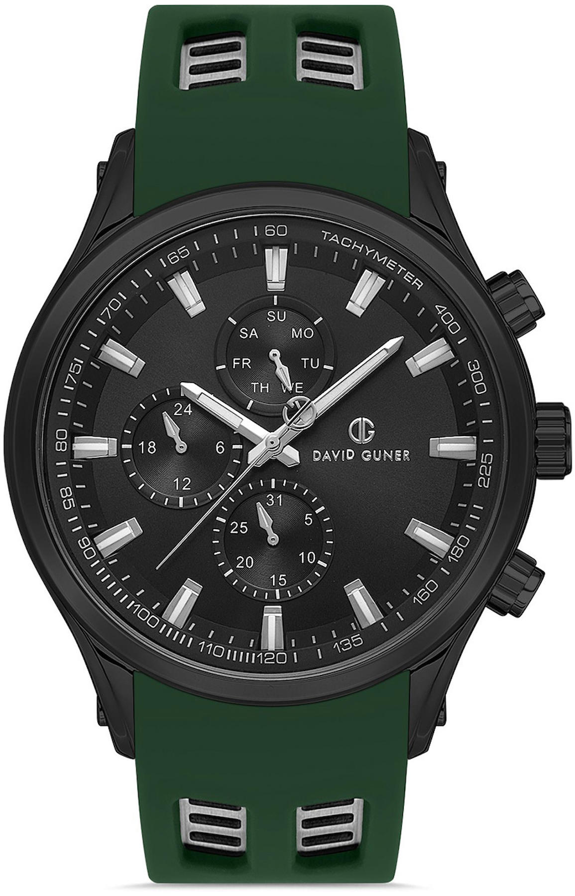 David Guner DG-8498GD-ZF2 48 mm Yeşil Silikon Kordon Analog Erkek Kol Saati