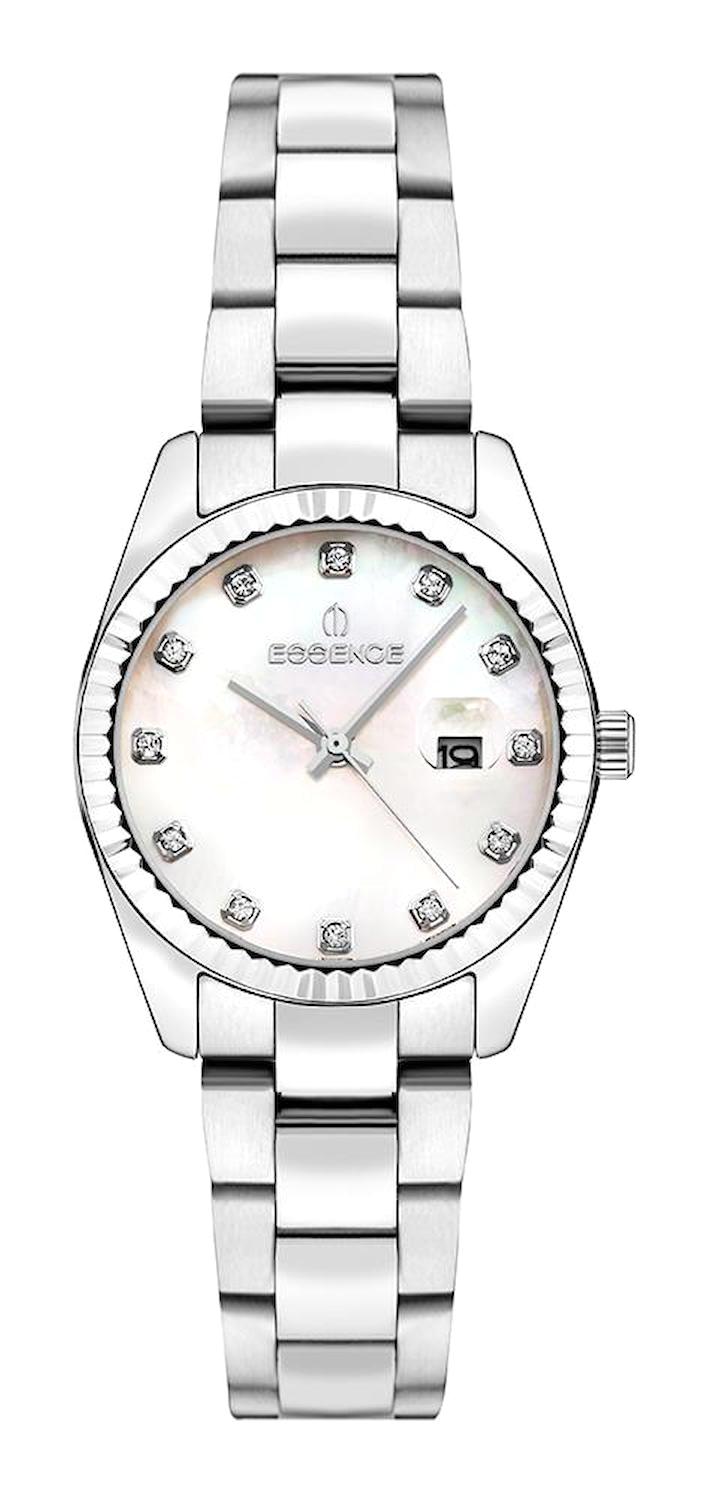 Essence D1203.121 Takvimli 32 mm Gri Çelik Kordon Analog Kadın Kol Saati