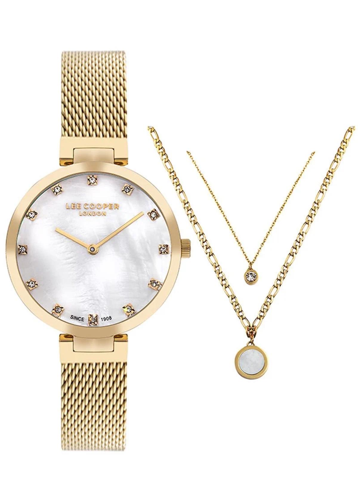 Lee Cooper LC07806.120 36 mm Altın Çelik-Hasır Kordon Analog Kadın Kol Saati