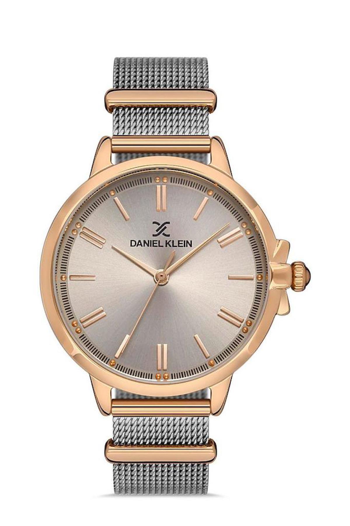 Daniel Klein DKE.1.10309.3 35 mm Gri-Rose Gold Hasır Kordon Analog Kadın Kol Saati