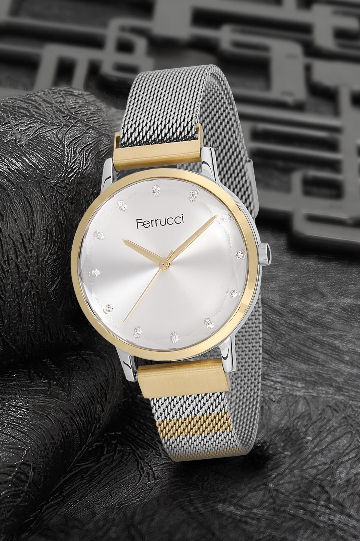 Ferrucci 9FM2533 36 mm Gri Metal Kordon Analog Kadın Kol Saati