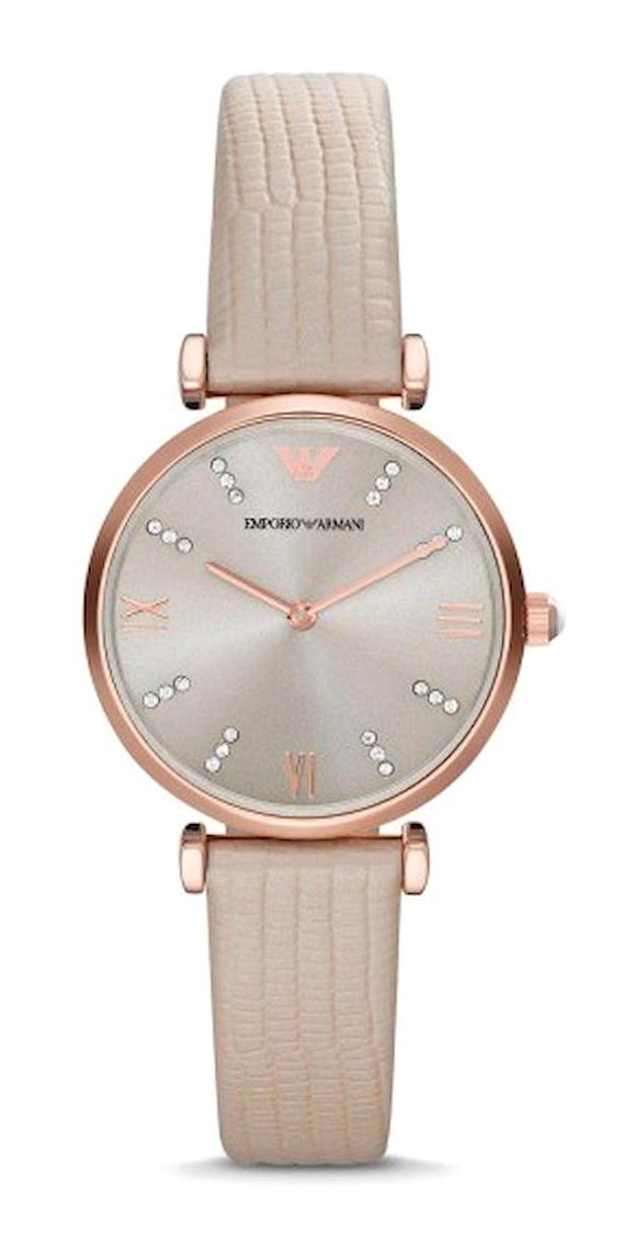 Emporio Armani AR1681 32 mm Bej Deri Kordon Analog Kadın Kol Saati
