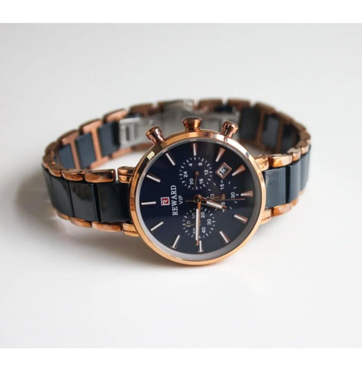 Reward RD81025L Takvimli 35 mm Rose Gold - Siyah Çelik Kordon Analog Kadın Kol Saati