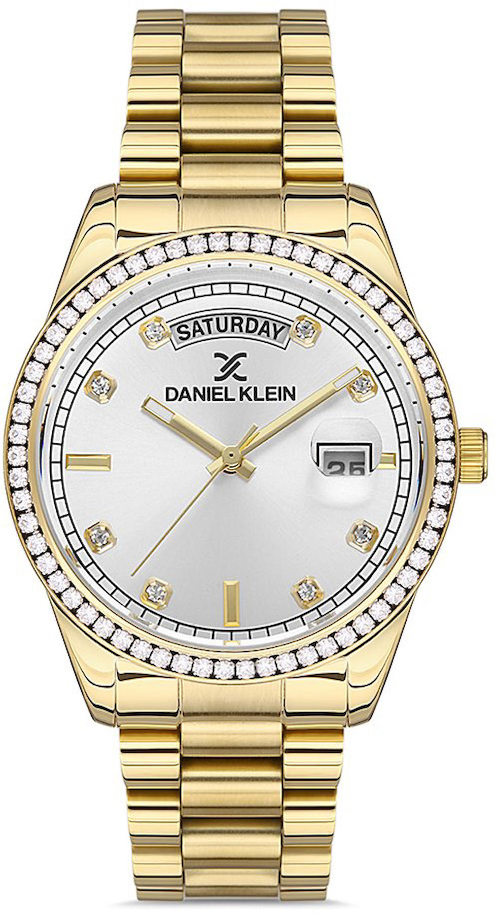 Daniel Klein DKE.1.10013.2 Takvimli 35 mm Altın Çelik Kordon Analog Kadın Kol Saati
