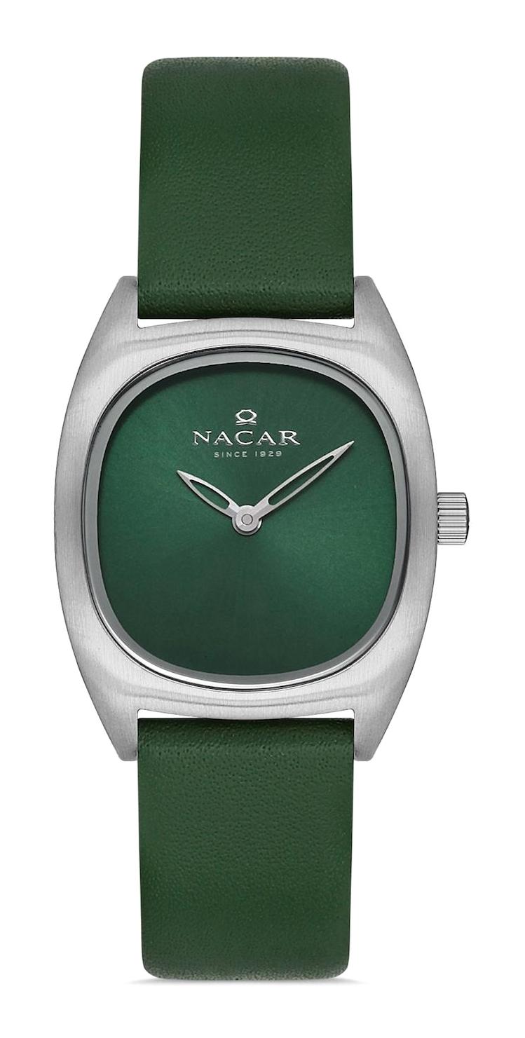 Nacar NC17-3920579-ANL6 26 mm Yeşil Deri Kordon Analog Kadın Kol Saati