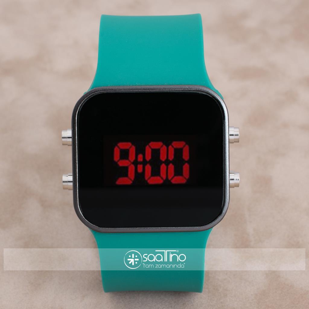 Saattino ST-303954 41 mm Turkuaz Silikon Kordon Dijital Unisex Kol Saati