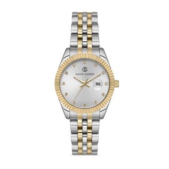 David Guner DG-8149LA-D1 32 mm Gri-Sarı Çelik Kordon Analog Erkek Kol Saati
