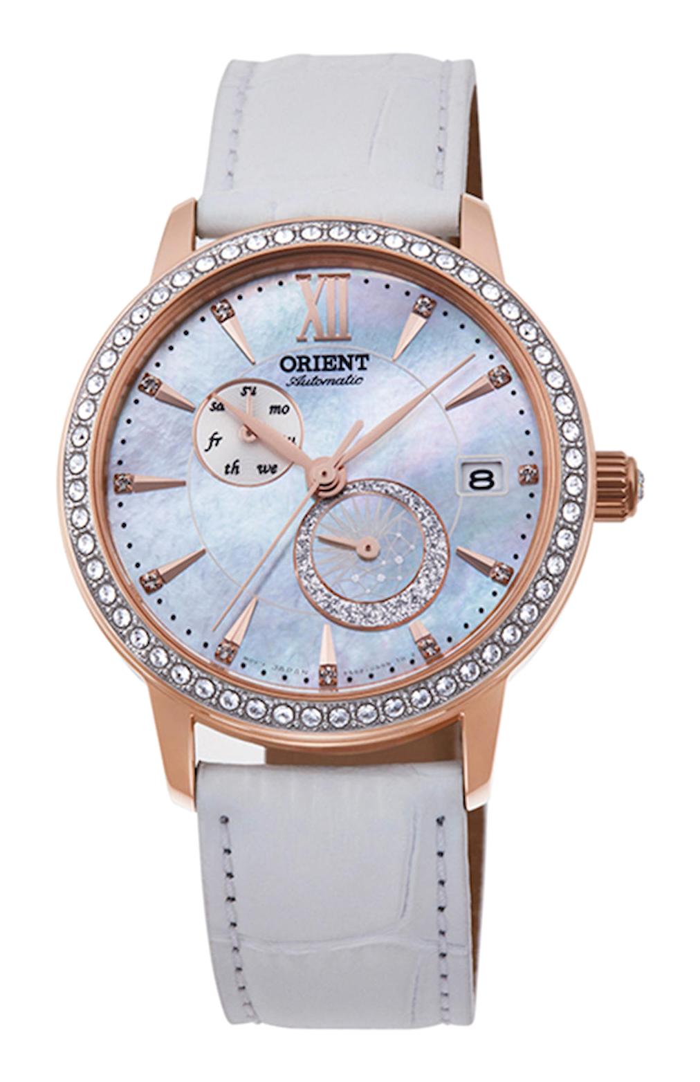 Orient RA-AK0004A10A Takvimli 36 mm Beyaz Deri Kordon Analog Kadın Kol Saati