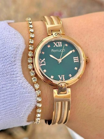 Ferrucci FRC.FT.1.274 36 mm Altın Çelik Kordon Analog Kadın Kol Saati