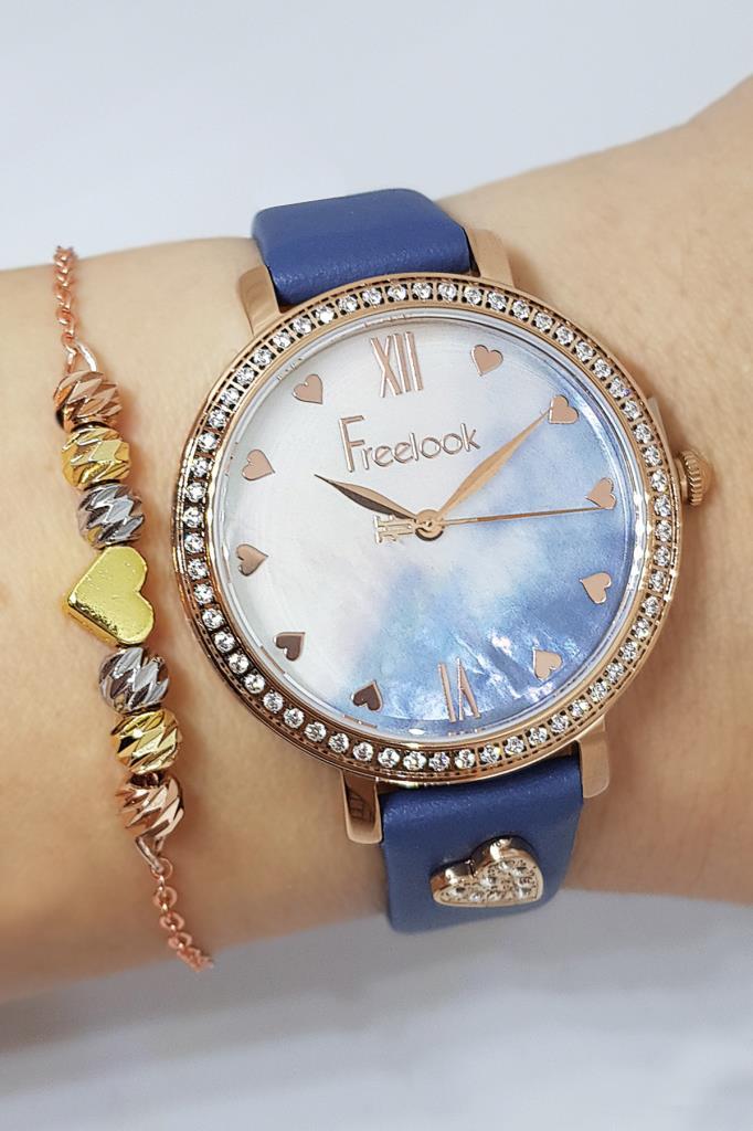 Freelook 36 mm Mavi Deri Kordon Analog Kadın Kol Saati