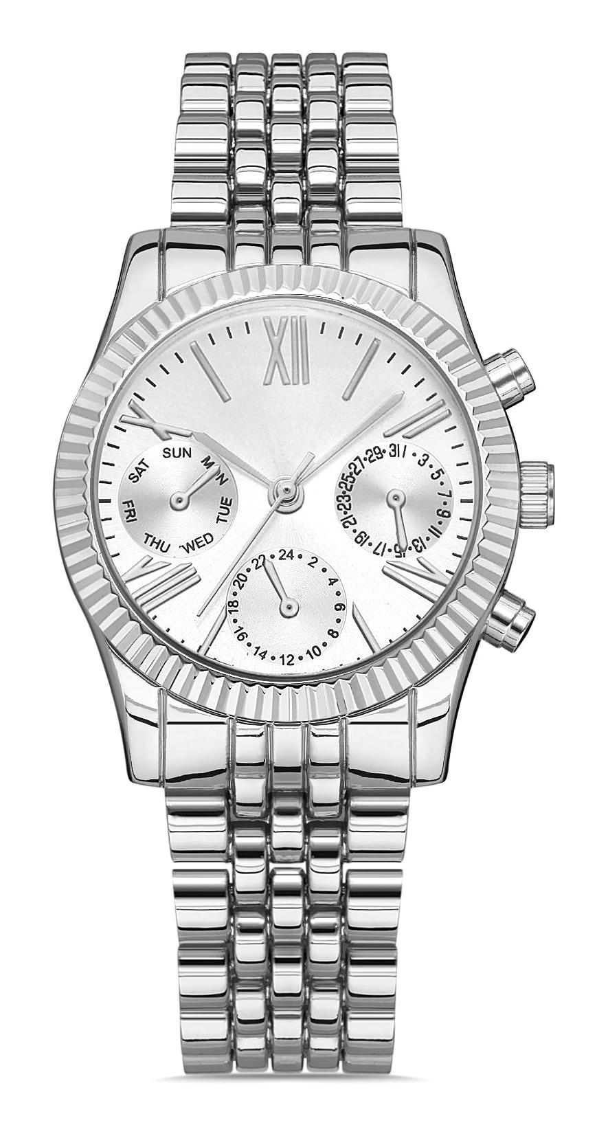 Padam Paris PDMS191 Takvimli 36 mm Gri Metal Kordon Analog Unisex Kol Saati