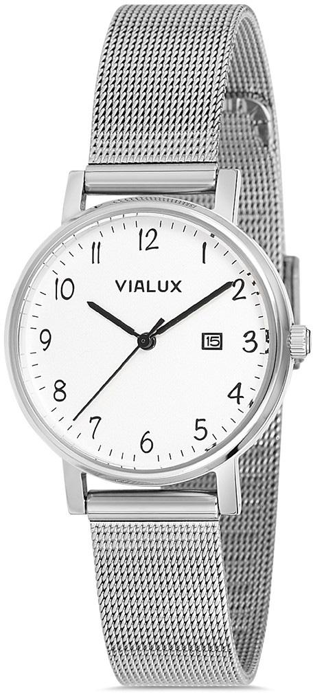 Vialux AJ511S-02SB Takvimli 30 mm Gri Çelik Kordon Analog Kadın Kol Saati