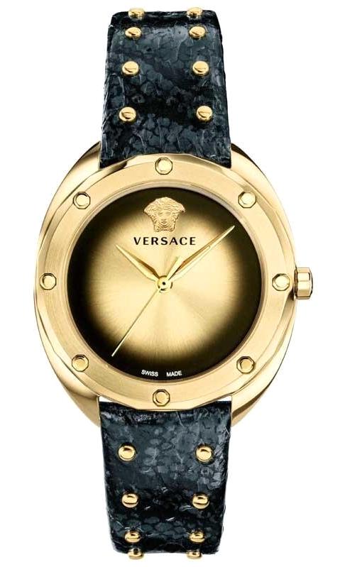 Versace VRSCVEBM00318 37 mm Lacivert Deri Kordon Analog Kadın Kol Saati