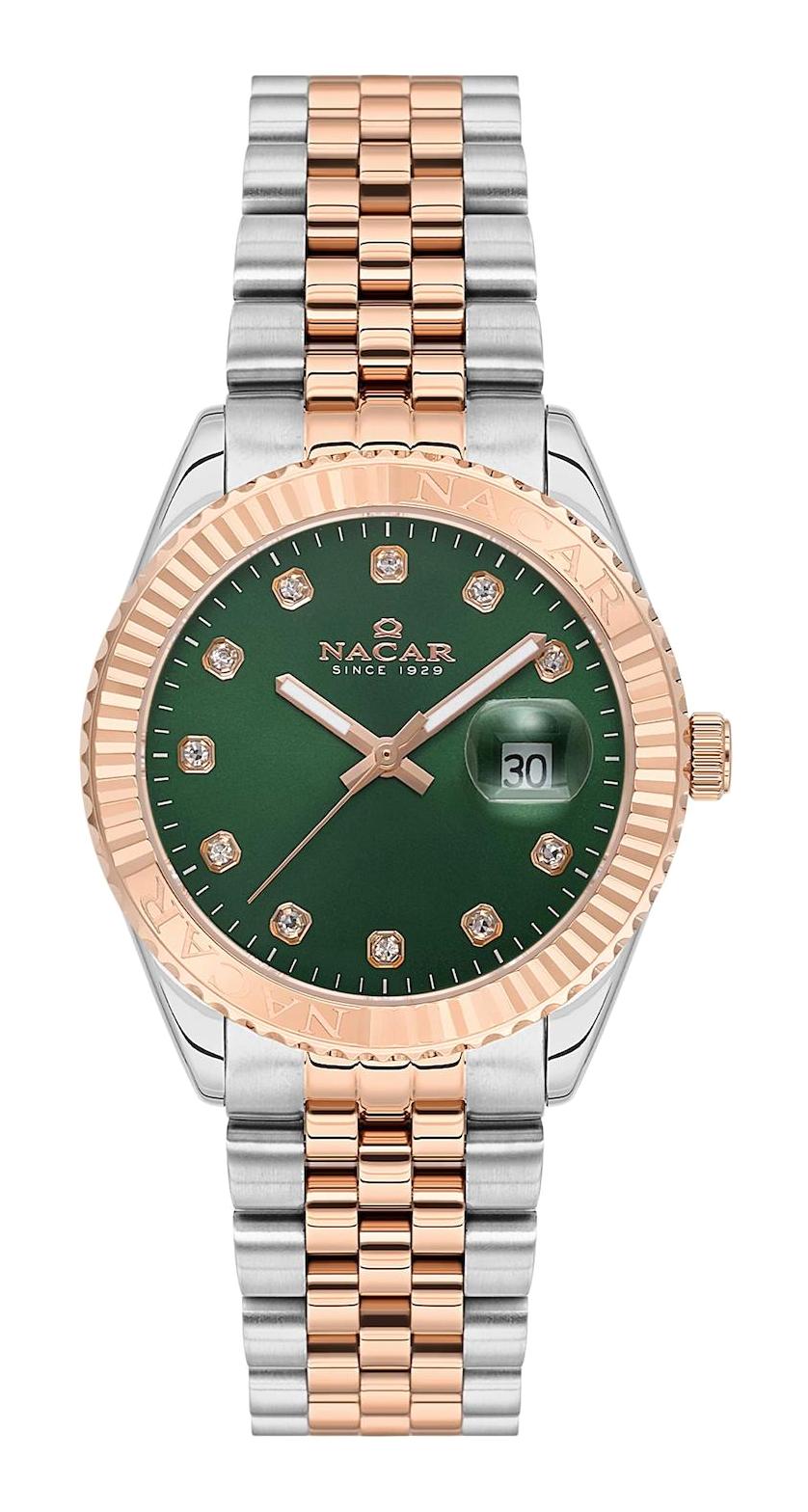 Nacar 33398351-ENMS Takvimli 33 mm Gri-Rose Gold Metal Kordon Analog Kadın Kol Saati