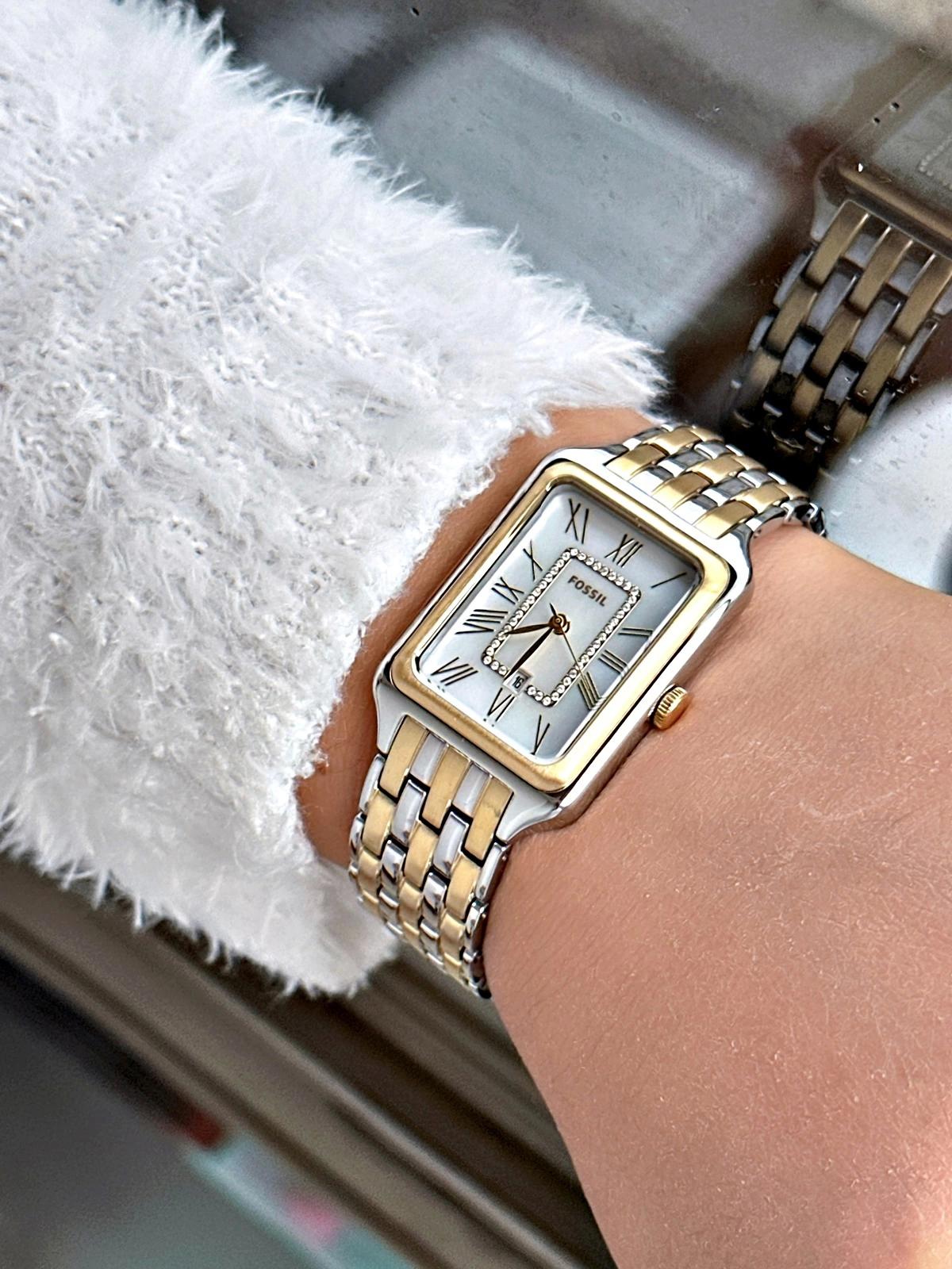 Fossil FES5305 26 mm Altın-Gri Çelik Kordon Analog Kadın Kol Saati