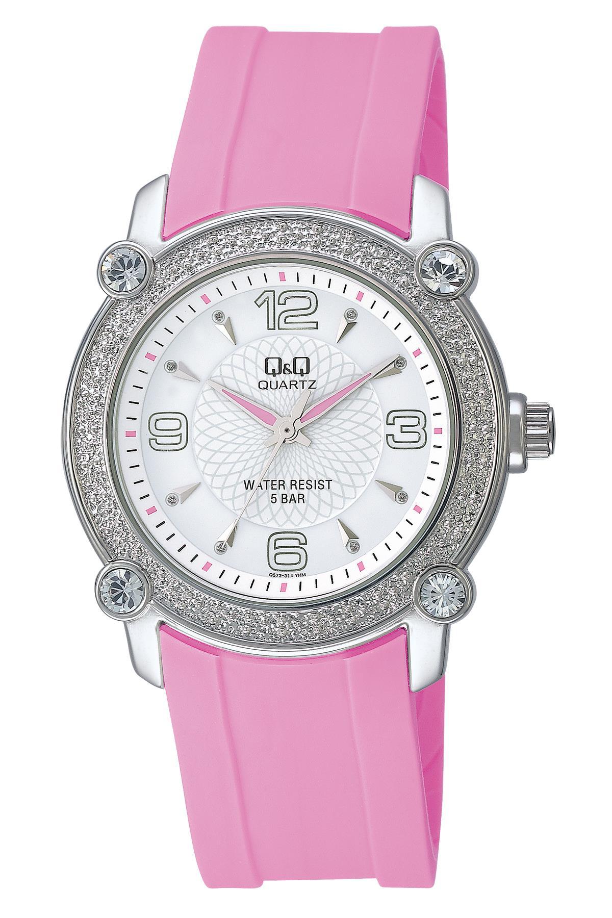 Q&Q 3B18 36 mm Pembe Silikon Kordon Analog Kadın Kol Saati