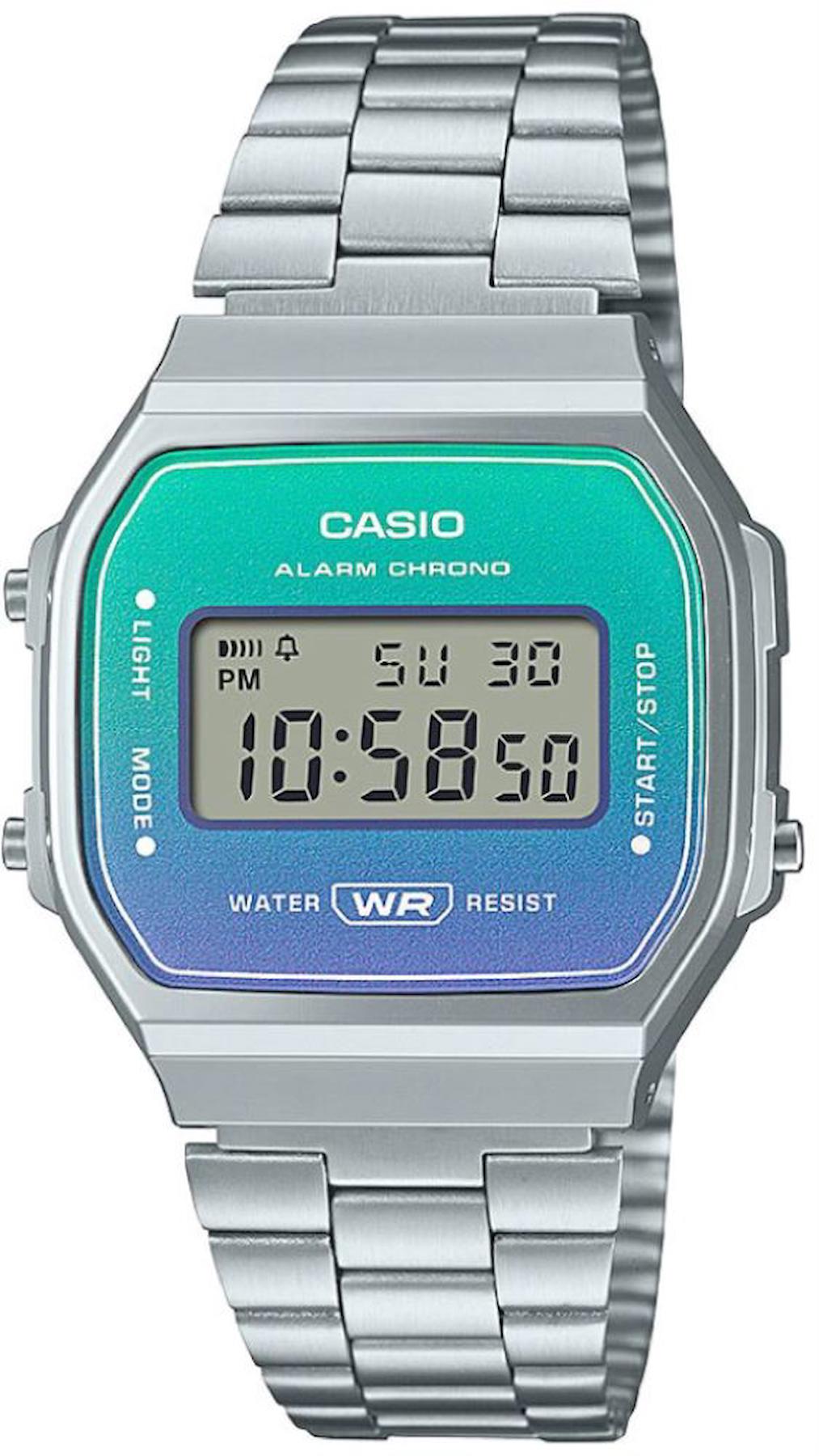 Casio A168WER-2ADF Takvimli 36 mm Gri Çelik Kordon Dijital Kadın Kol Saati