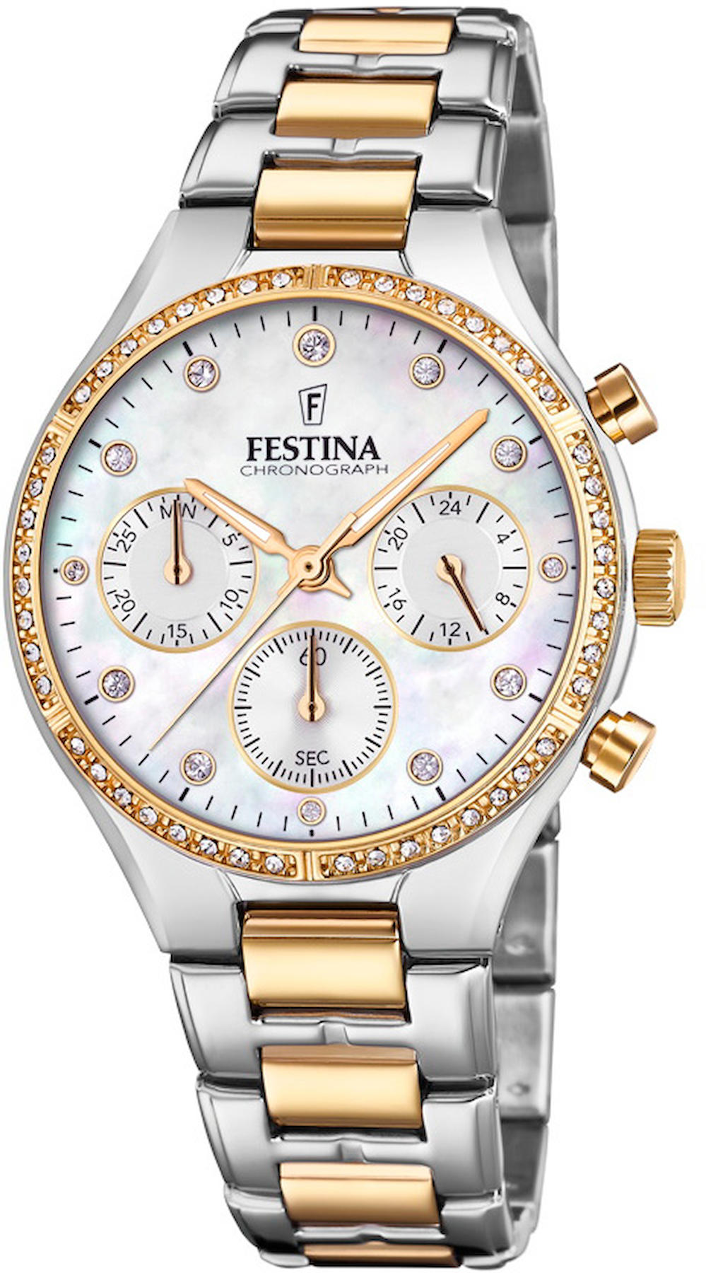 Festina F20402-1 36 mm Altın-Gri Çelik Kordon Analog Kadın Kol Saati