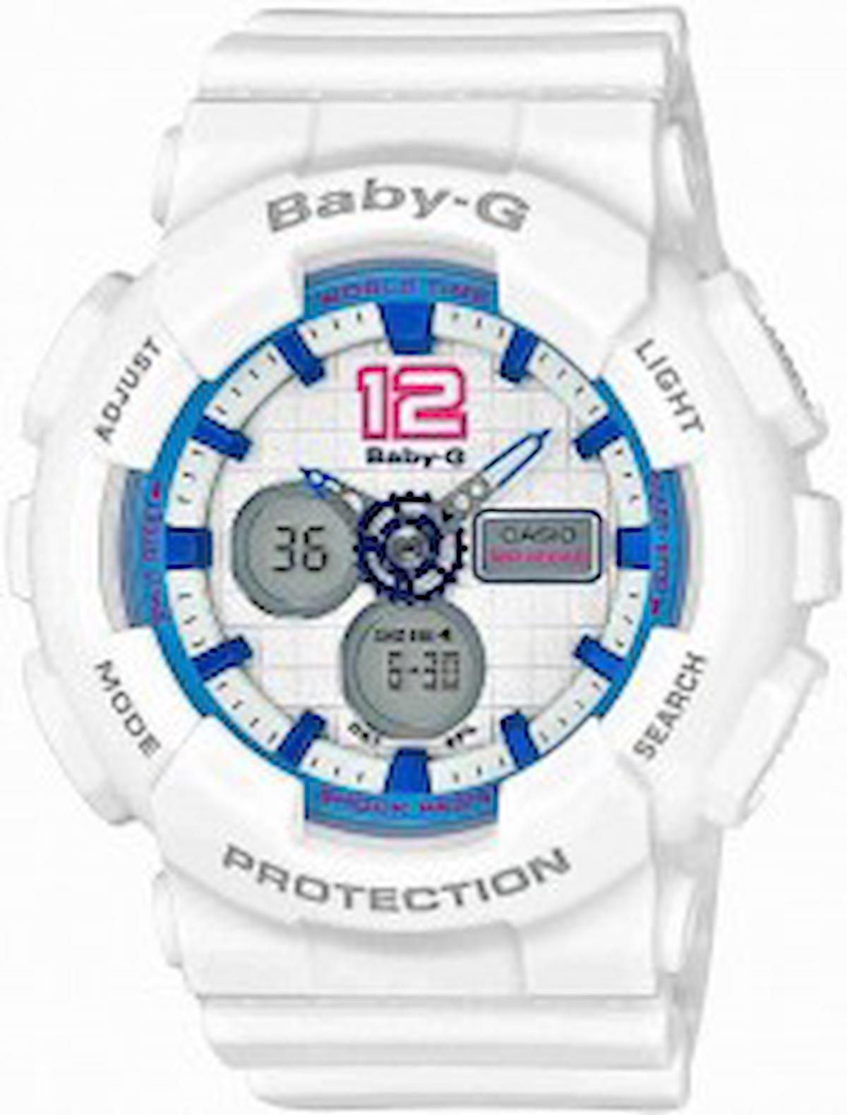 Casio BA-120-7BDR Takvimli 43.4 mm Beyaz Silikon Kordon Analog Kadın Kol Saati