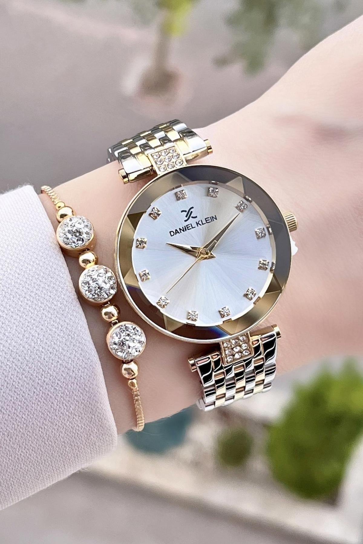 Daniel Klein DKISTE98 35 mm Altın-Gri Çelik Kordon Analog Kadın Kol Saati