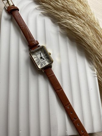 Bs Still 25 mm Kahverengi Deri Kordon Analog Kadın Kol Saati