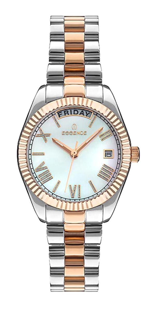 Essence ES6745FE.520 Takvimli 32 mm Gri-Rose Gold Metal Kordon Analog Kadın Kol Saati
