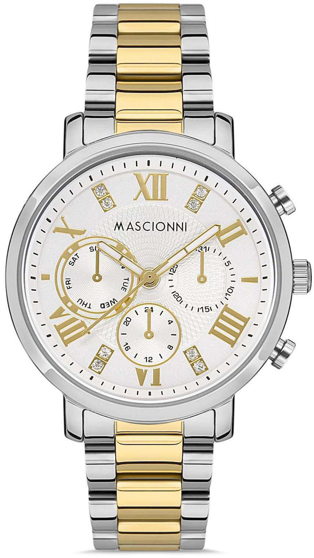 Mascionni M.1.1995A.02 Takvimli 36 mm Altın Çelik Kordon Analog Kadın Kol Saati