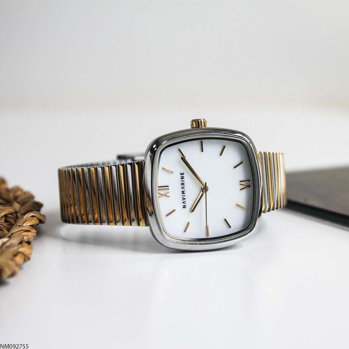 Navimarine NM092755 33 mm Bronz-Gri Çelik Kordon Analog Kadın Kol Saati