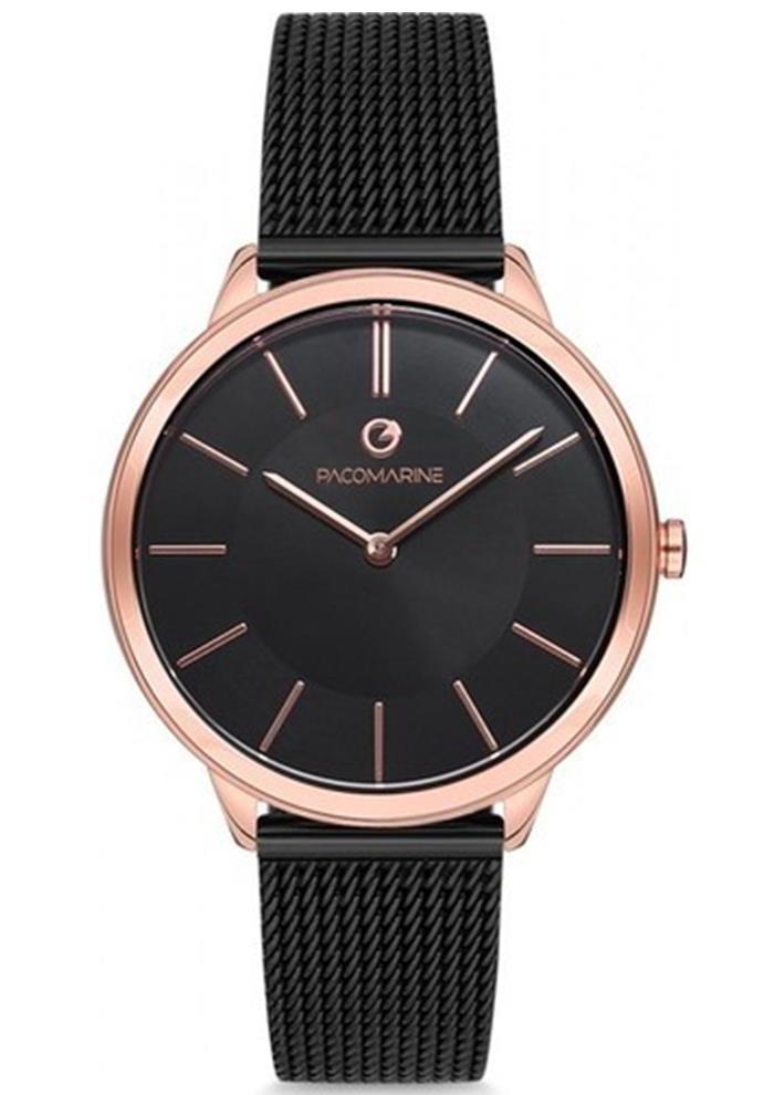 Pacomarine PM.51203.03 38 mm Siyah Çelik Kordon Analog Kadın Kol Saati