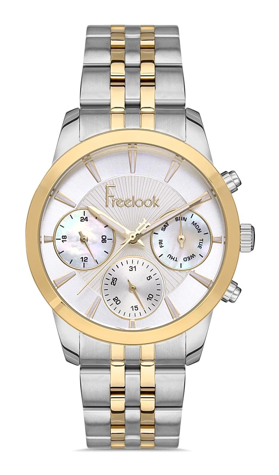 Freelook FL.1.10093.1 Takvimli 35 mm Gri Çelik Kordon Analog Kadın Kol Saati