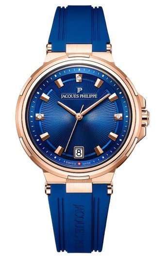 Jacques Philippe JPQLS453432 Takvimli 36 mm Mavi Silikon Kordon Analog Kadın Kol Saati