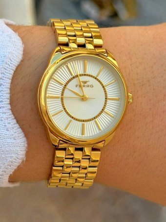 Ferro FR.FT.1.127 35 mm Altın Çelik Kordon Analog Kadın Kol Saati