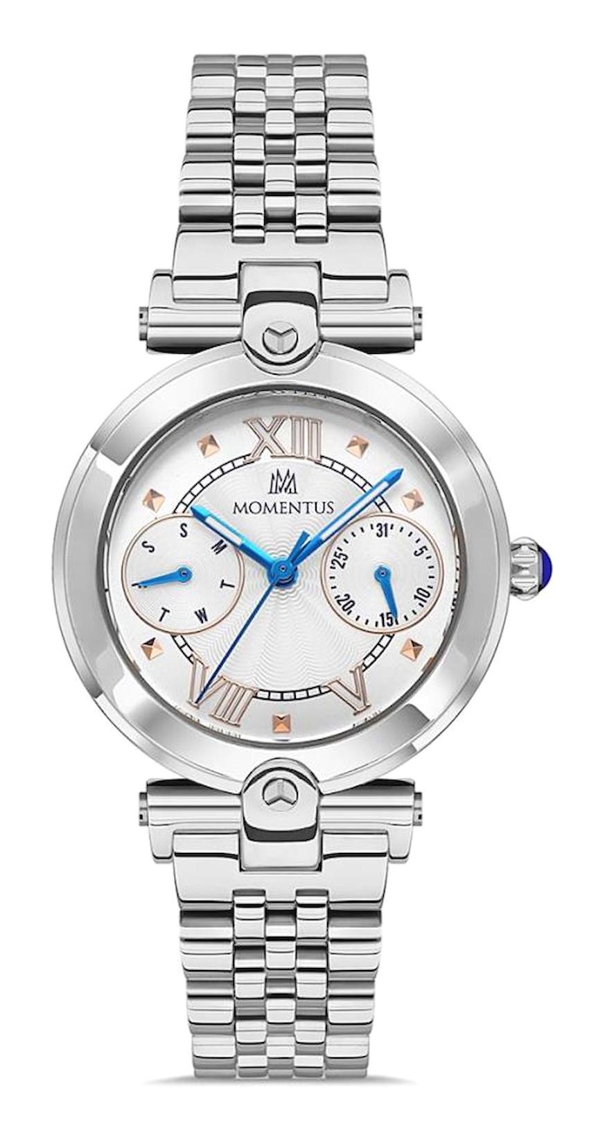 Momentus CS381S-02SR Takvimli 32 mm Gri Çelik Kordon Analog Kadın Kol Saati