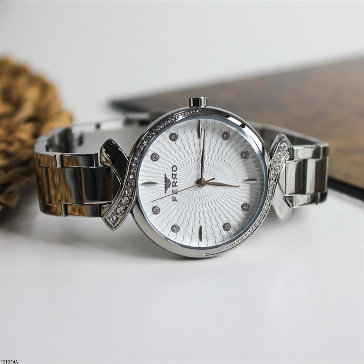 Ferro F21254A 36 mm Gri Çelik Kordon Analog Kadın Kol Saati