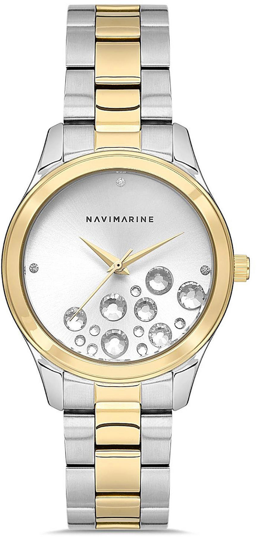 Navimarine NM0021-03 34 mm Altın-Gri Çelik Kordon Analog Kadın Kol Saati